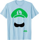 Super Mario Luigi Hat And Mustache T-Shirt - T-Shirt | Light Blue