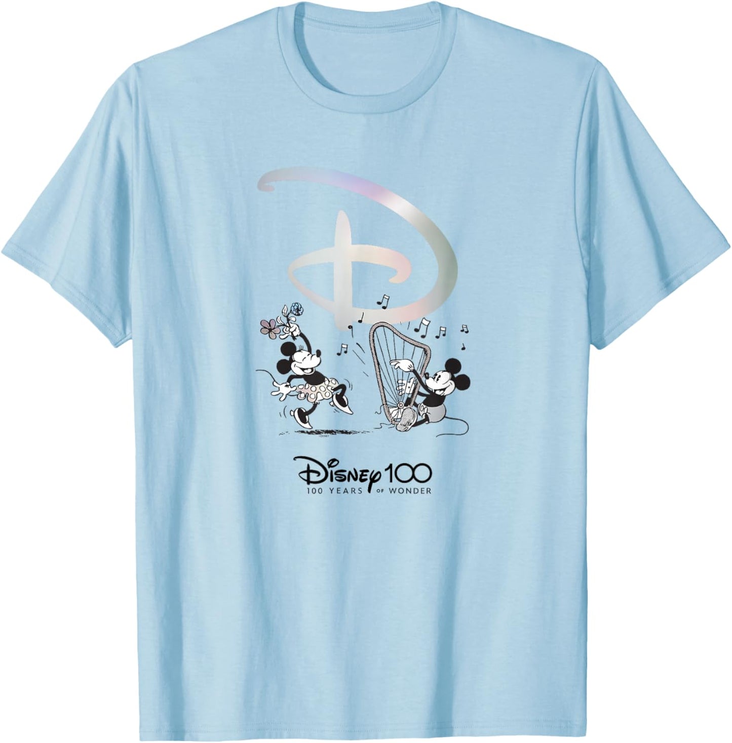 Disney 100 Anniversary Mickey and Minnie Dance Celebration Small T-Shirt - T-Shirt | Light Blue