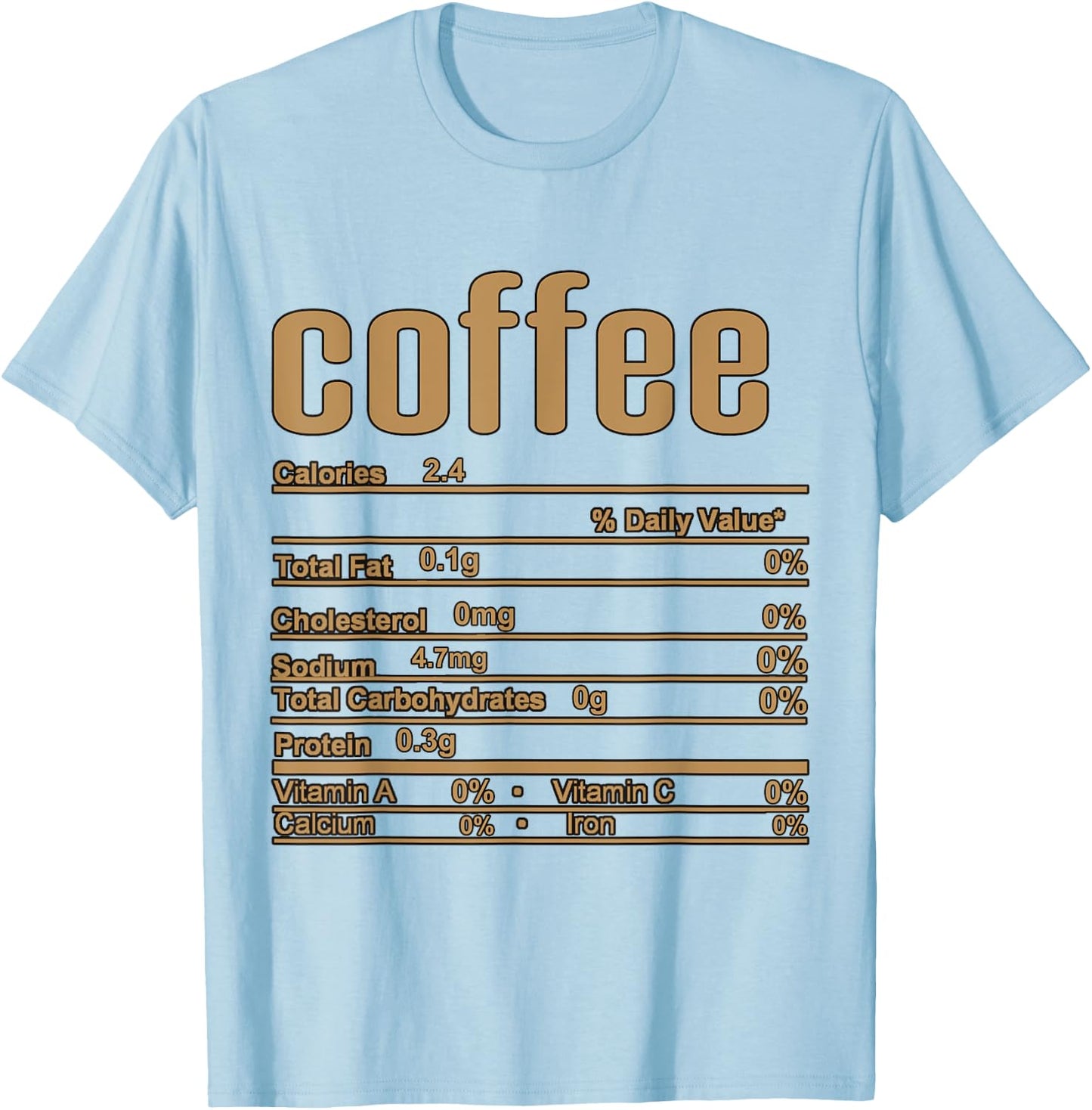 Thanksgiving Christmas Coffee Nutrition Fact T-Shirt - T-Shirt | Light Blue