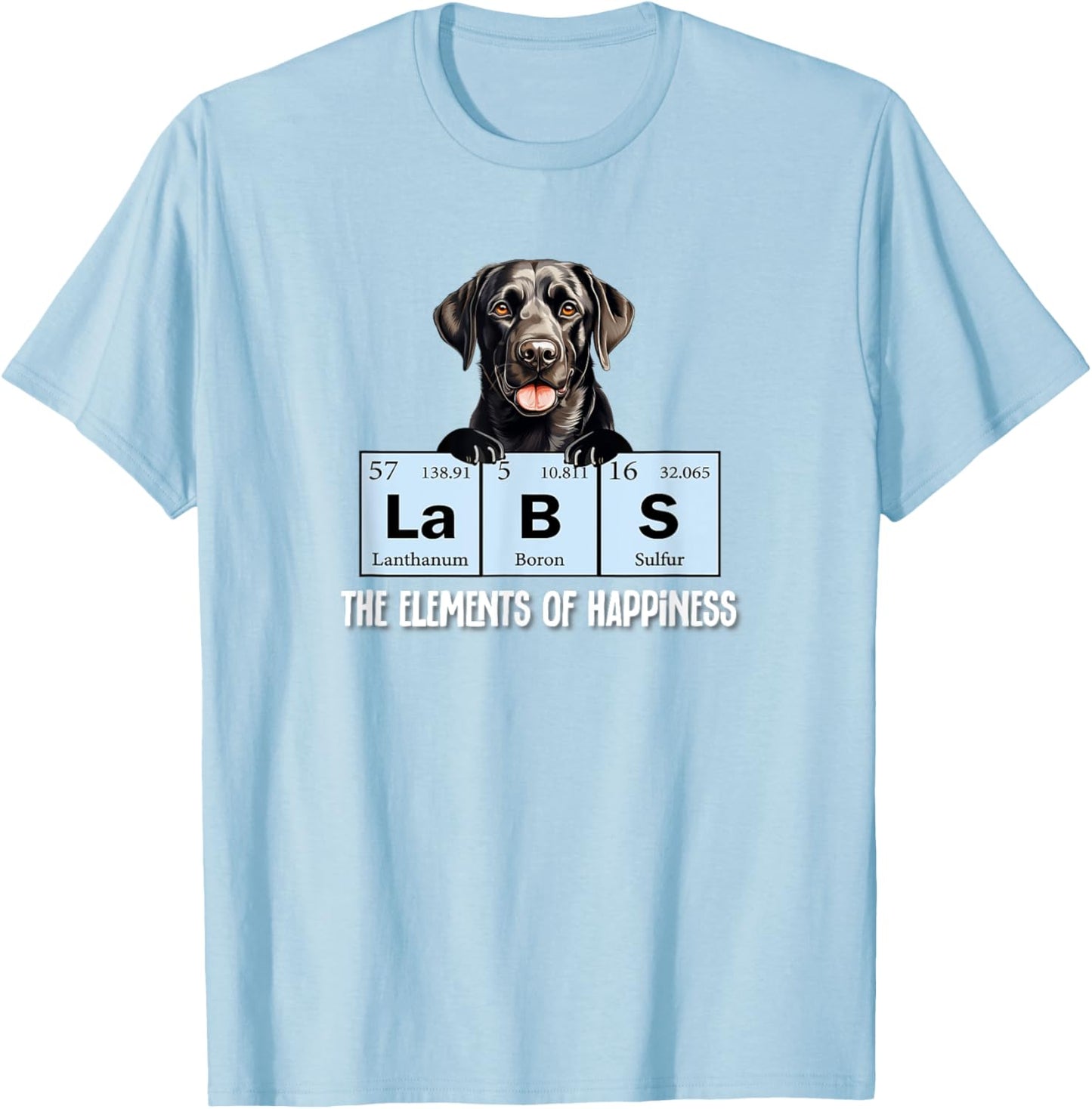 Funny Elements of Happiness Black Lab Lover T-Shirt - T-Shirt | Light Blue