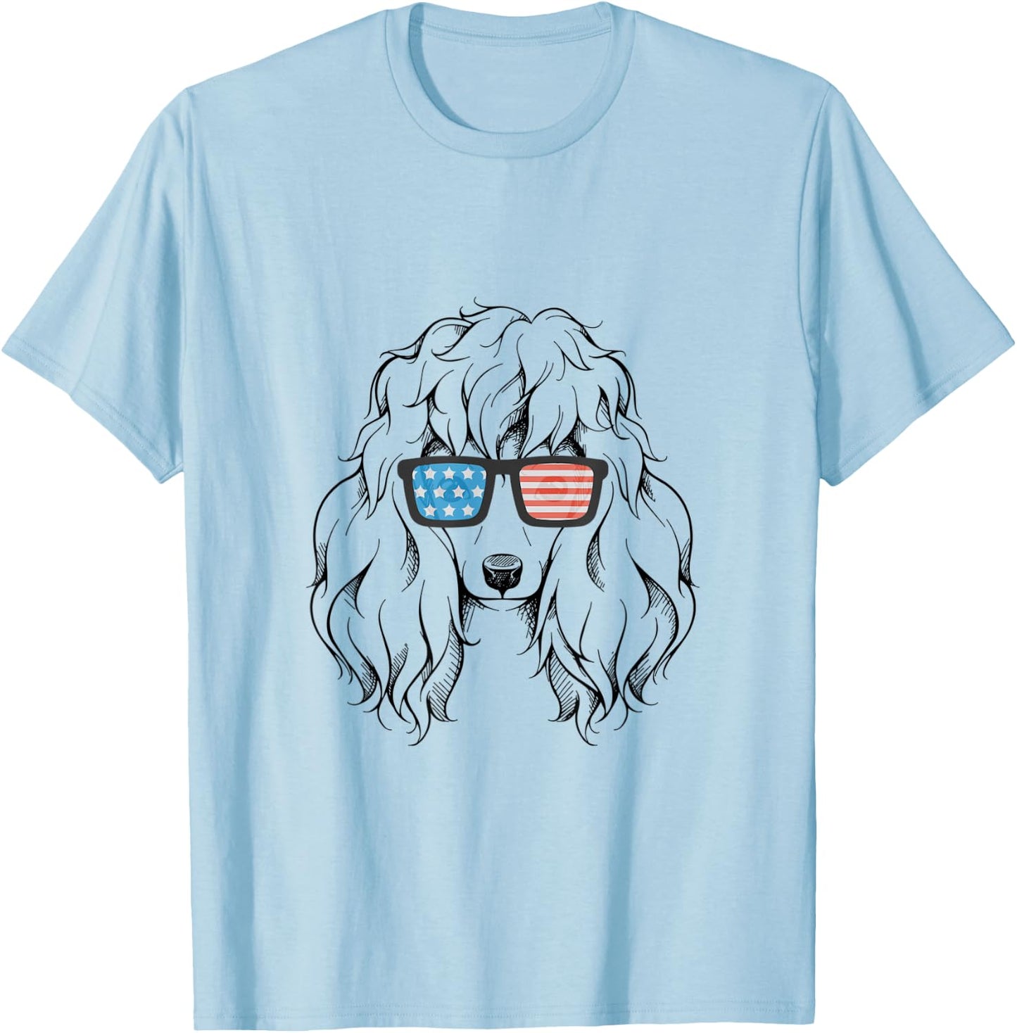4th July Poodle Shirt for Boys Girls Dog Lover Gift USA Flag T-Shirt - T-Shirt | Light Blue