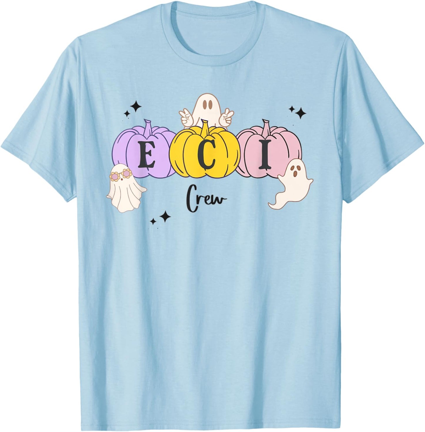 ECI Speech Therapy SLP Pumpkins Ghosts Speech Autumn Fall T-Shirt - T-Shirt | Light Blue