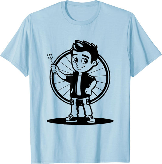 Darts Boy Cartoon Look for Boys T-Shirt - T-Shirt | Light Blue