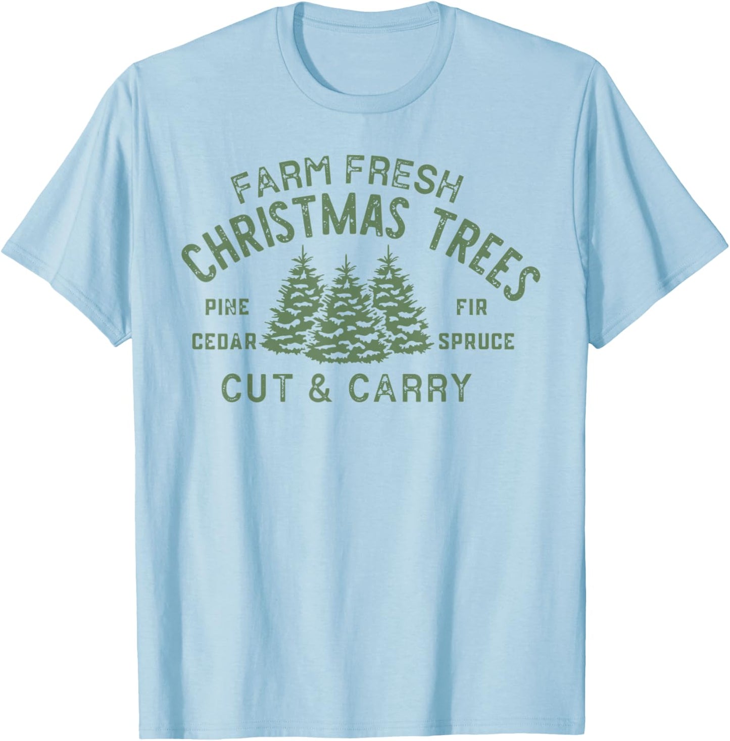 Farm Fresh Christmas Trees Shirt Vintage Merry Christmas T-Shirt - T-Shirt | Light Blue