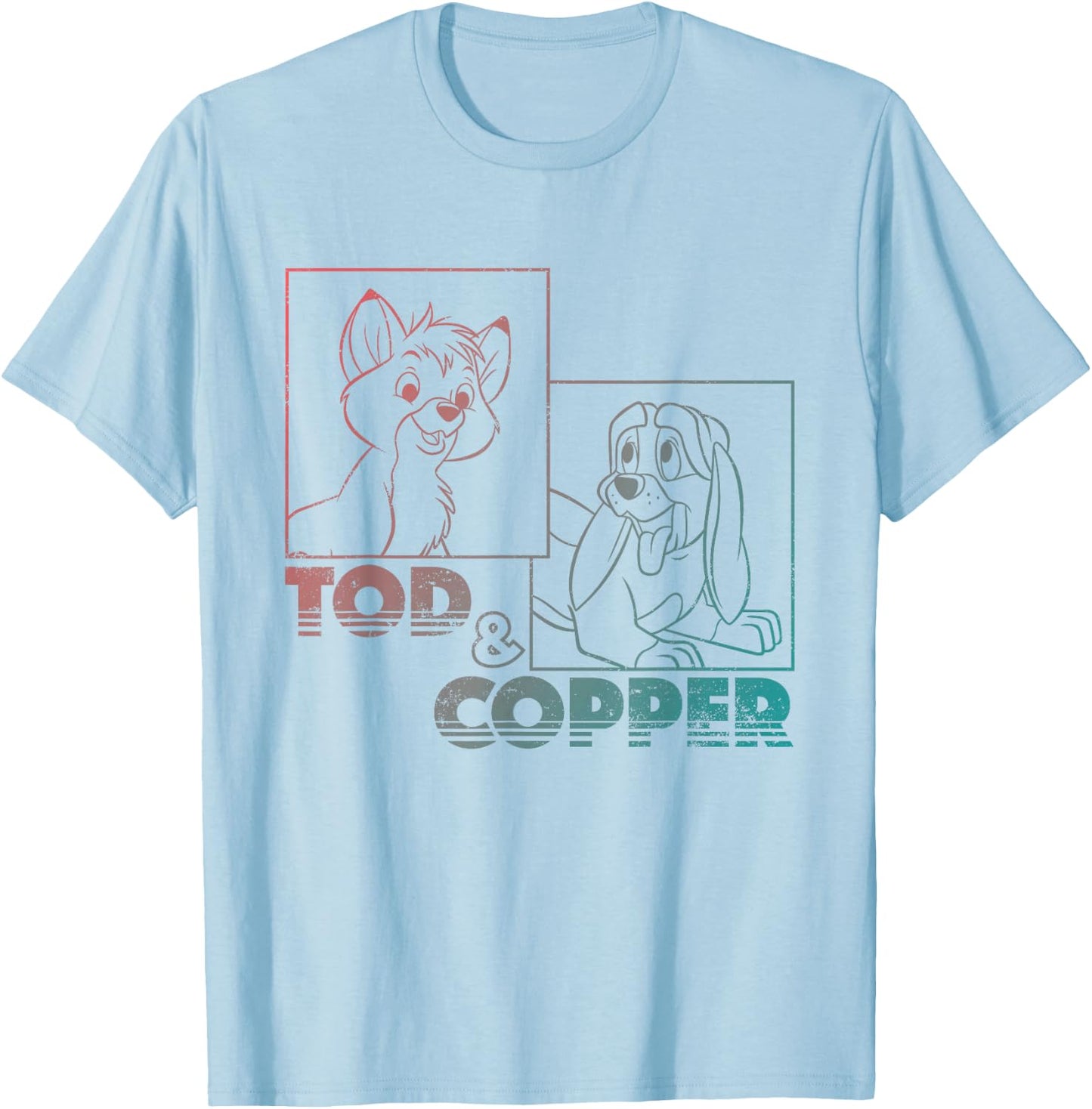 Disney The Fox and the Hound Tod & Copper Gradient T-Shirt - T-Shirt | Light Blue