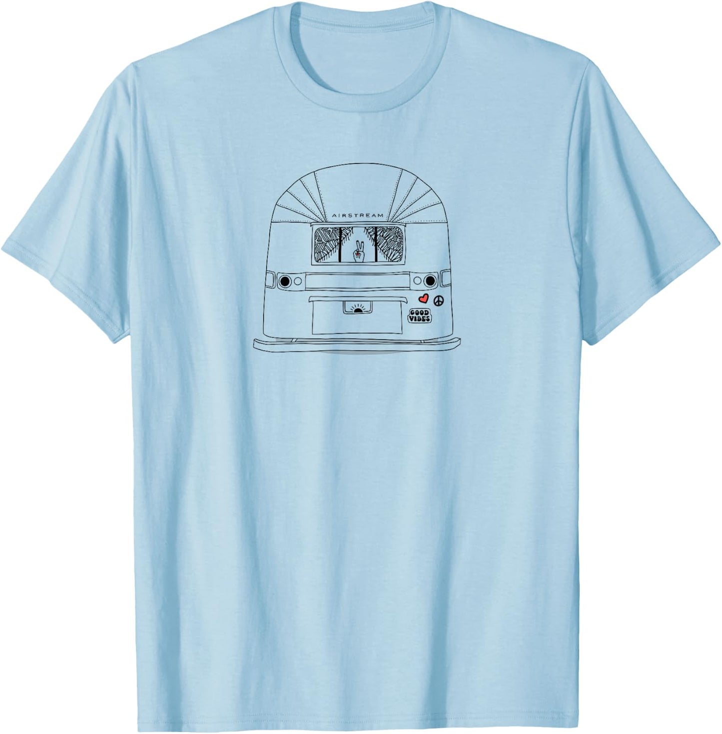 Retro 60s Airstream Hippie Peace Wanderlust Travel T-Shirt - T-Shirt | Light Blue