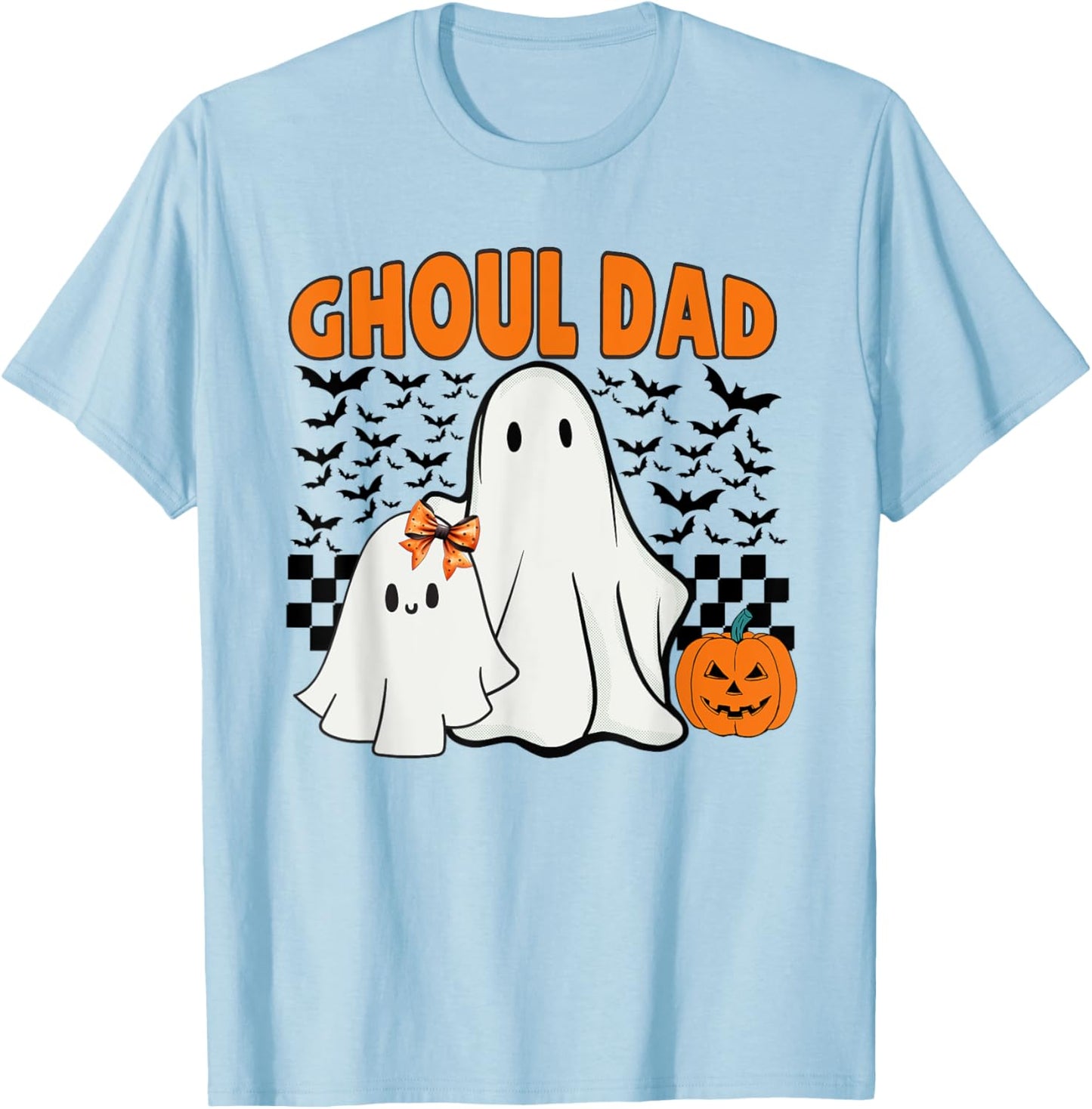 Ghoul Dad Halloween Ghost Spooky Season Retro Daddy T-Shirt - T-Shirt | Light Blue