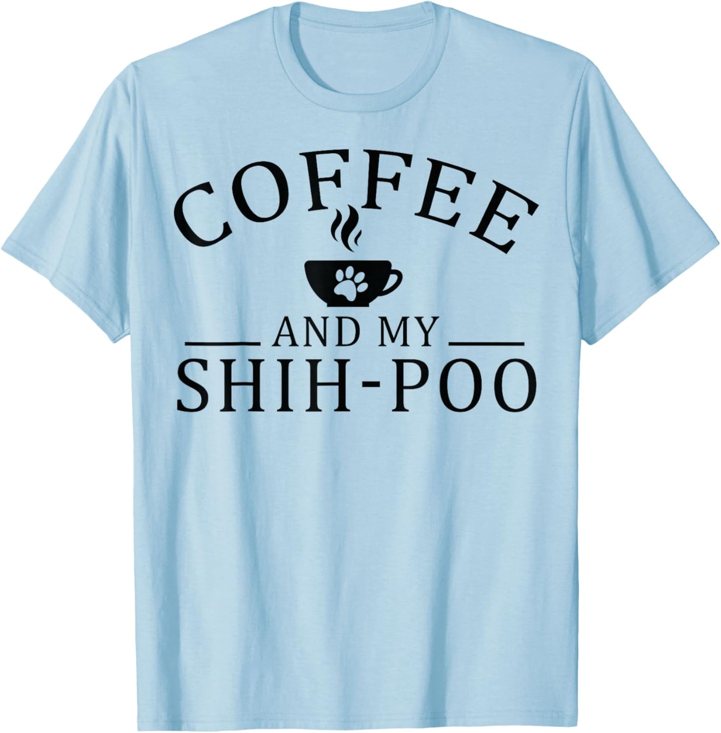 Shih-Poo Dog And Coffee T-Shirt - T-Shirt | Light Blue