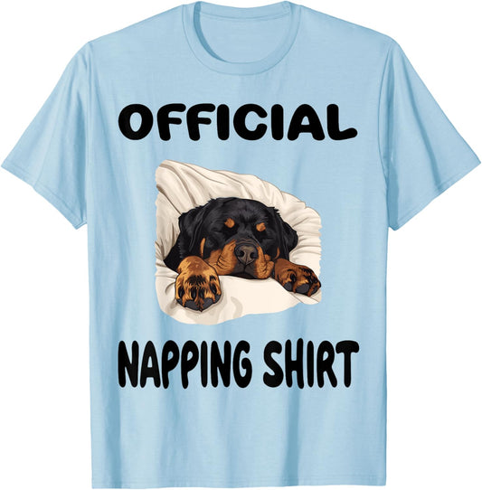 Rottweiler Rottie Dog Pajamas Nightgown Official Napping T-Shirt - T-Shirt | Light Blue