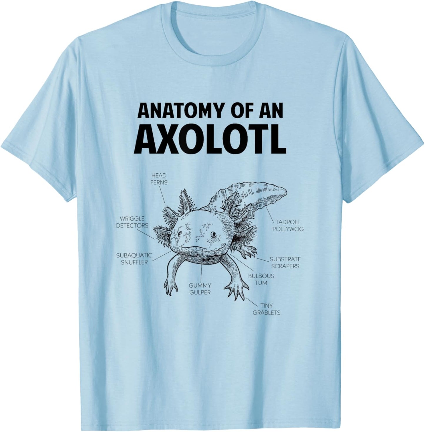 Anatomy of an axolotl, funny axolotl T-Shirt - T-Shirt | Light Blue