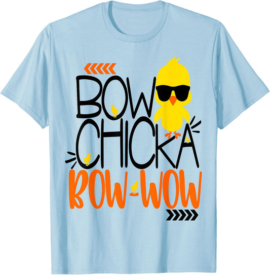 Funny Boys Easter Shirt Bow Chicka Bow Wow Flirty Kids Chick T-Shirt - T-Shirt | Light Blue