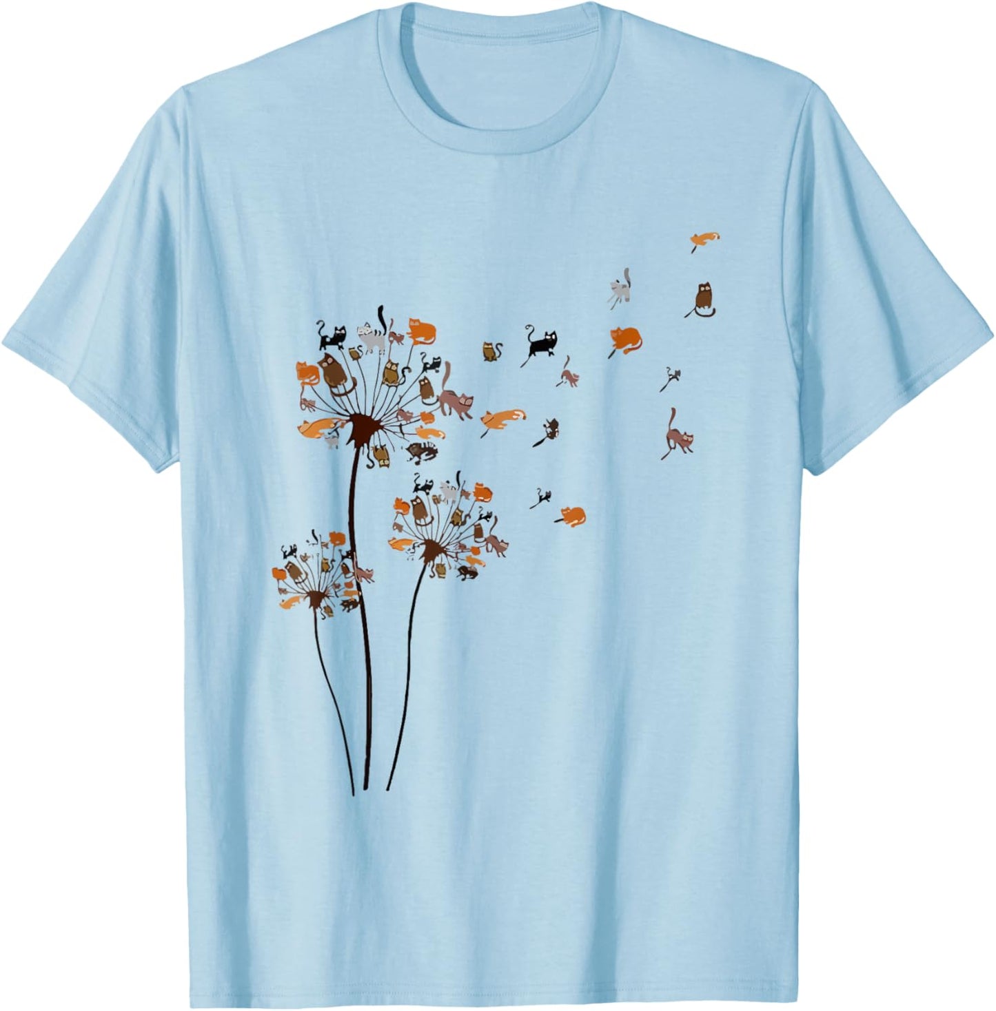 Cute Dandelion Cats Flower Colorful Pet Cat Funny Cat Mom Women T-Shirt - T-Shirt | Light Blue