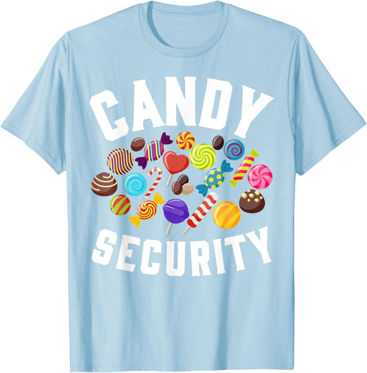 Candy Security Funny Parents Halloween Party Costume T-Shirt - T-Shirt | Light Blue