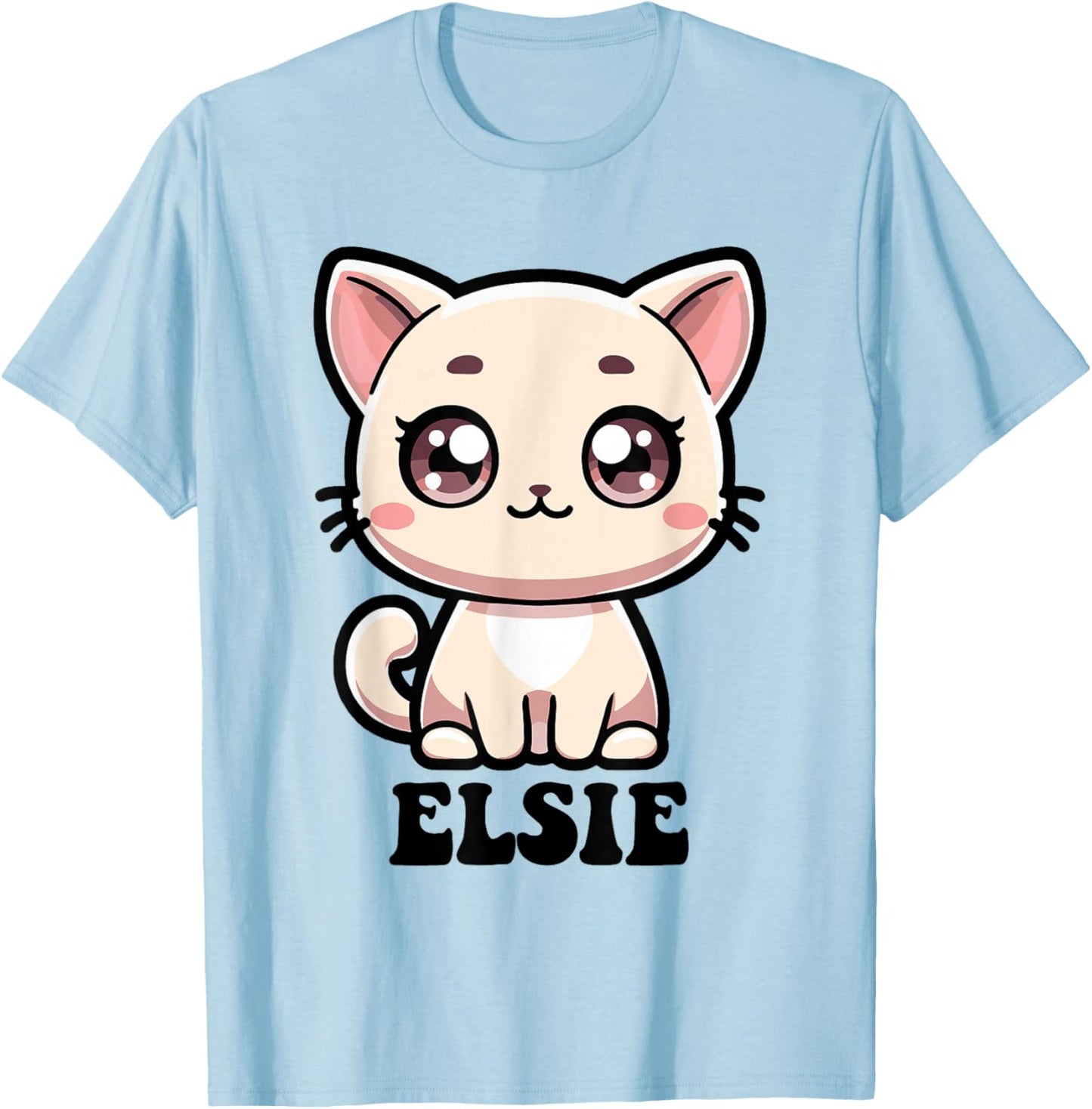 Elsie Cute Kitty Cat Design for Girls Name Elsie T-Shirt - T-Shirt | Light Blue