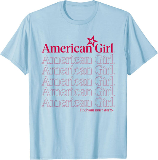American Girl - Multi Logo T-Shirt - T-Shirt | Light Blue