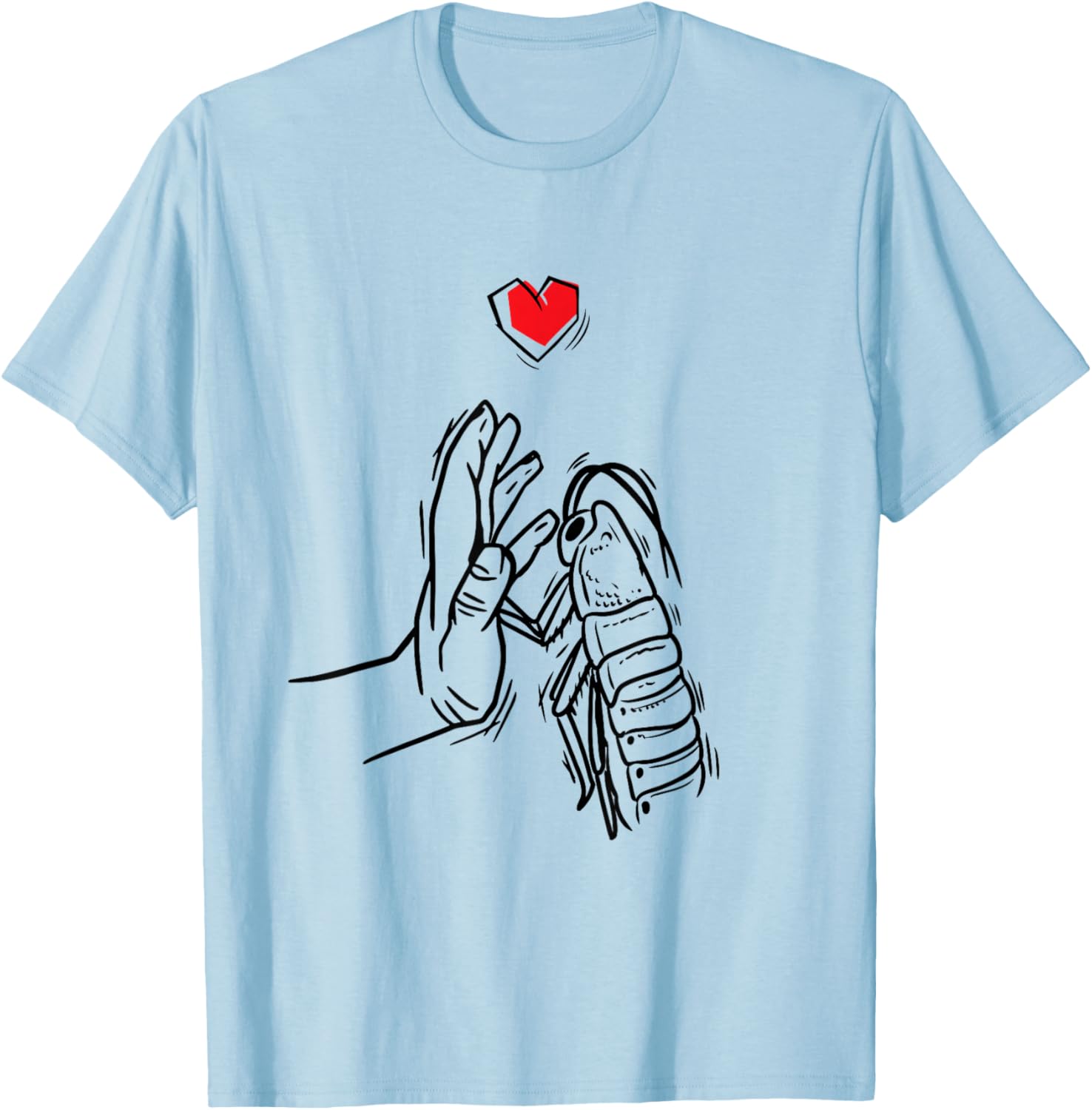 Madagascar Frog Cockroach with Hand T-Shirt - T-Shirt | Light Blue