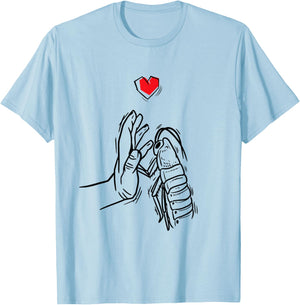 Madagascar Frog Cockroach with Hand T-Shirt - T-Shirt | Light Blue