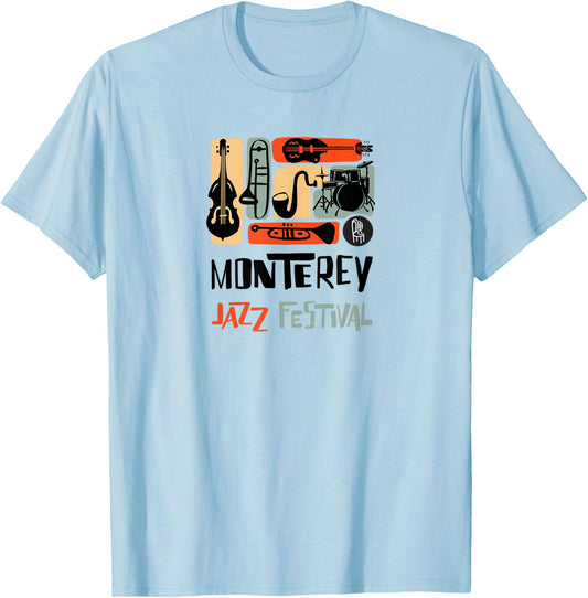 Monterey Jazz Festival Instrument Collage T-Shirt - T-Shirt | Light Blue