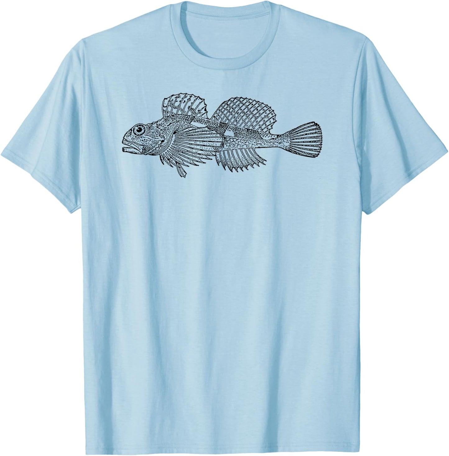 Sculpin Fish Vintage Freshwater Retro Eighties T-Shirt - T-Shirt | Light Blue