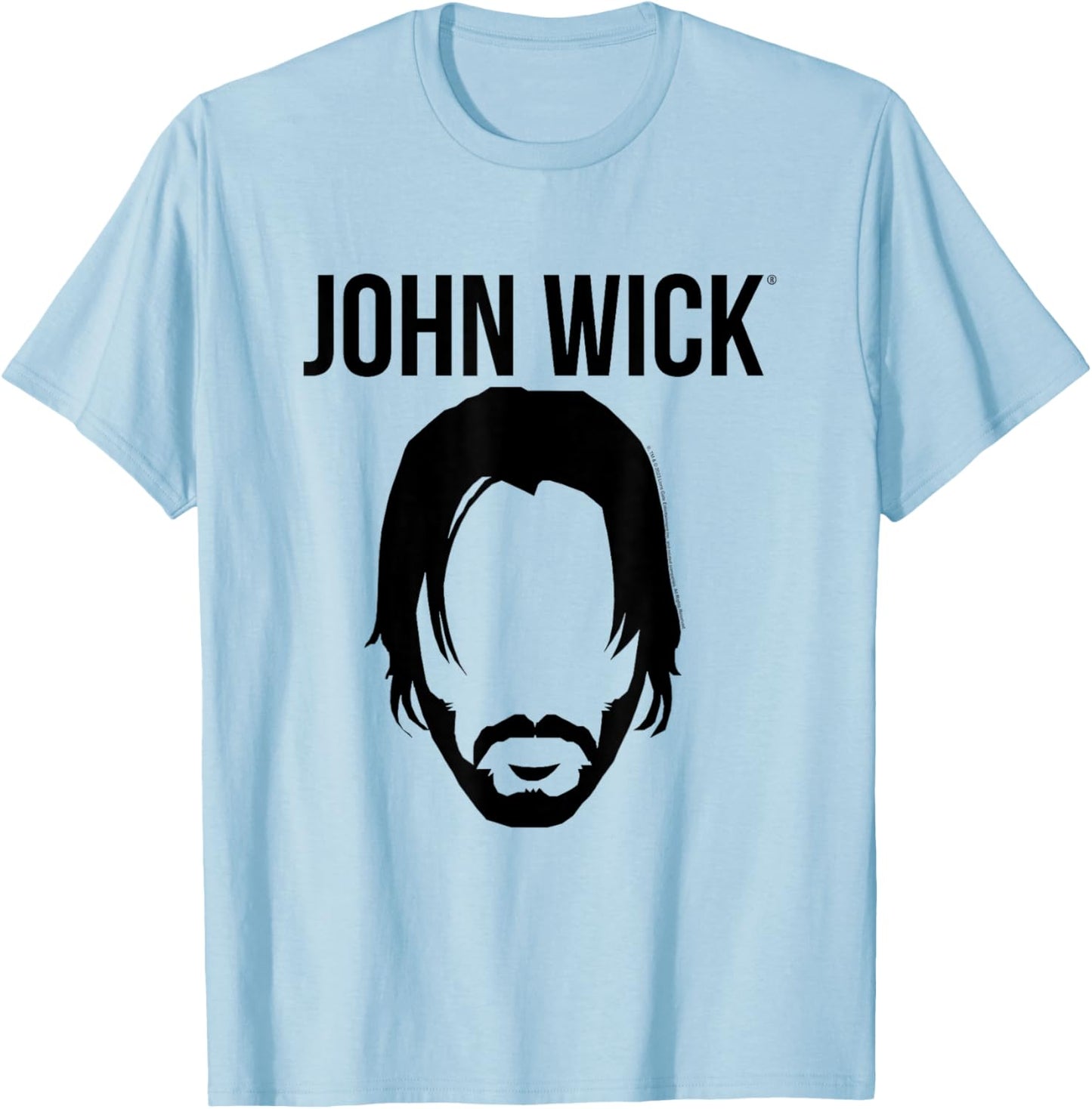 John Wick Silhouette Head & Logo Action Movie T-Shirt - T-Shirt | Light Blue