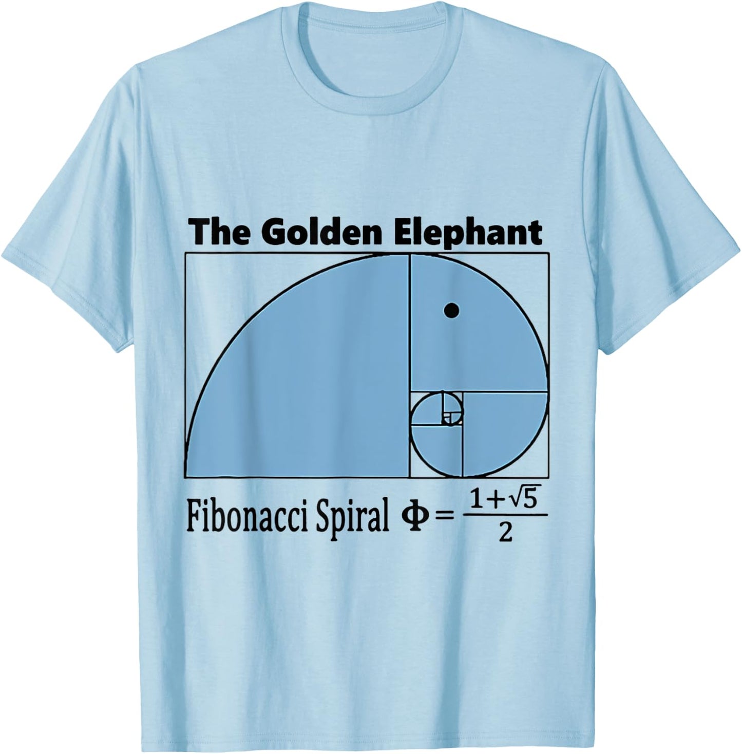 The Golden Elephant Fibonacci Spiral MATH T-Shirt - T-Shirt | Light Blue