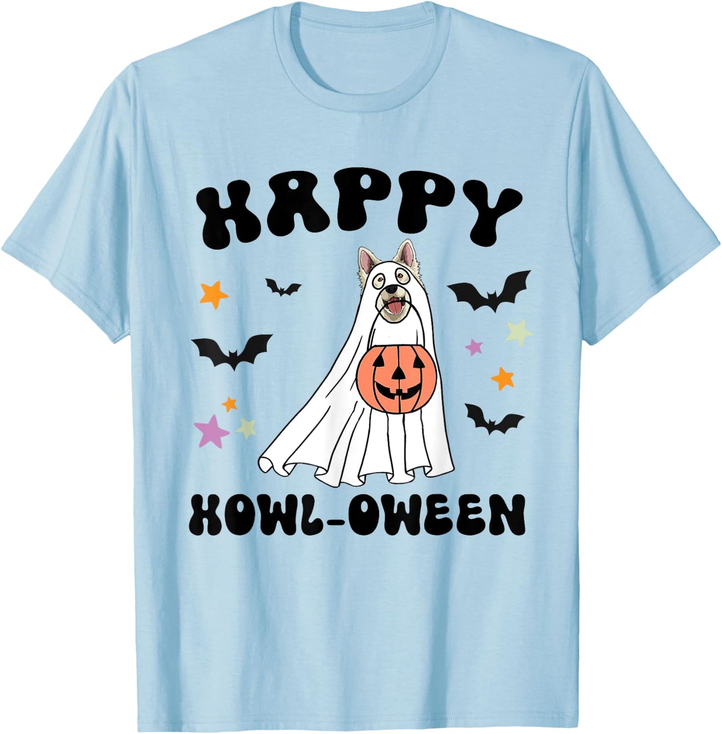 White German Shepherd Boo Dog Lover Costume Happy Halloween T-Shirt - T-Shirt | Light Blue