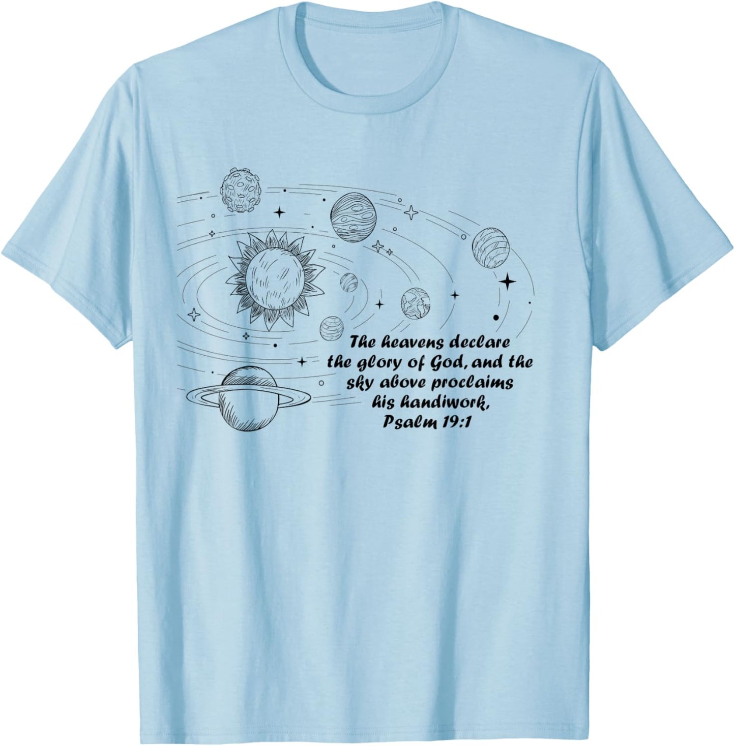 Christian Psalm 19:1 Conversations Cycle 2 Space Planets T-Shirt - T-Shirt | Light Blue