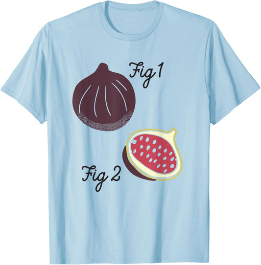 Fig 1 Funny Figs Fruit Scientific Drawing Textbook Graphic T-Shirt - T-Shirt | Light Blue