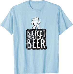 Bigfoot Drank All Of My Beer Lovers Funny Sasquatch Camping T-Shirt - T-Shirt | Light Blue