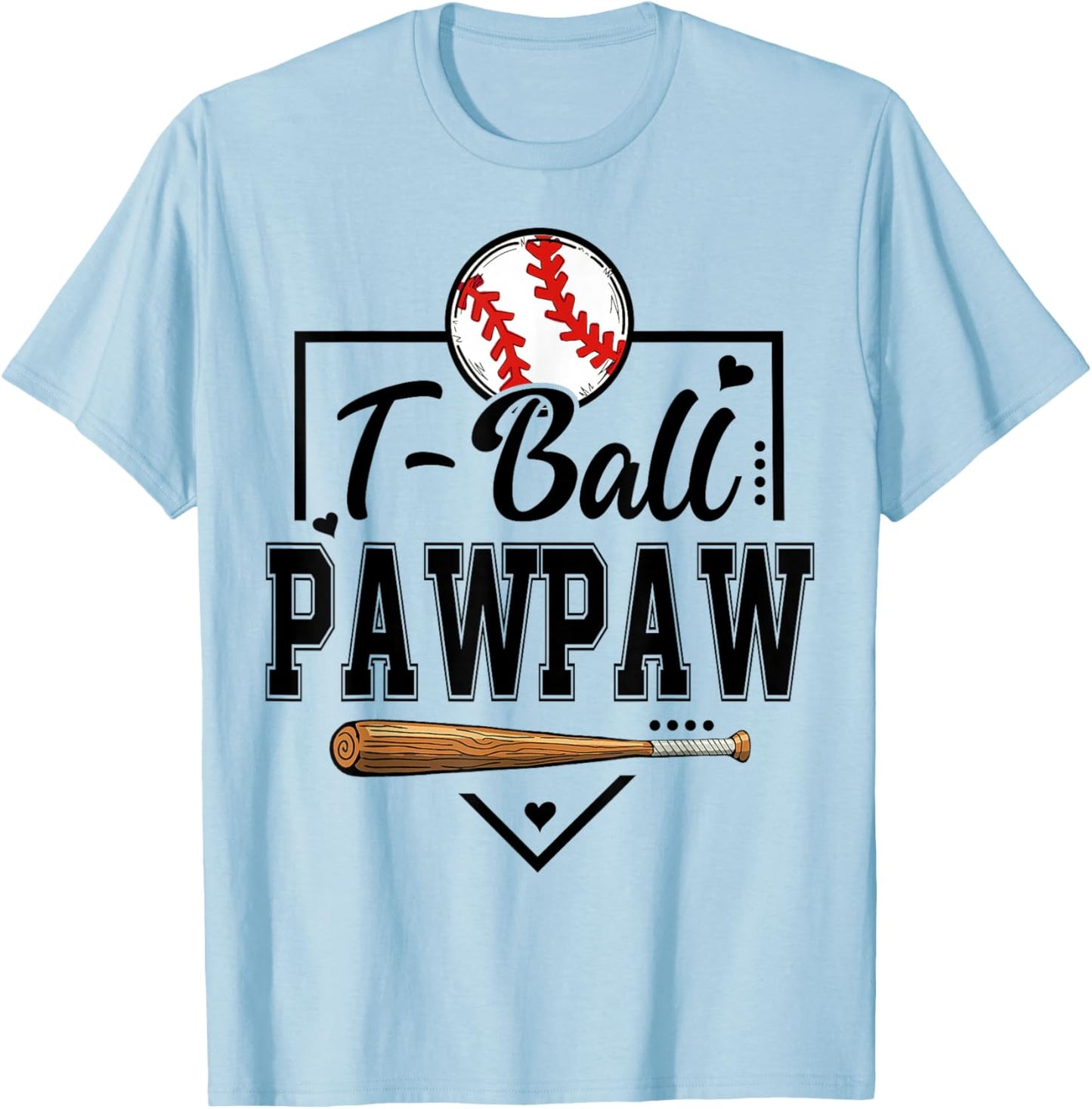 T-Ball Pawpaw Heart Funny Ball Pawpaw T-Shirt - T-Shirt | Light Blue