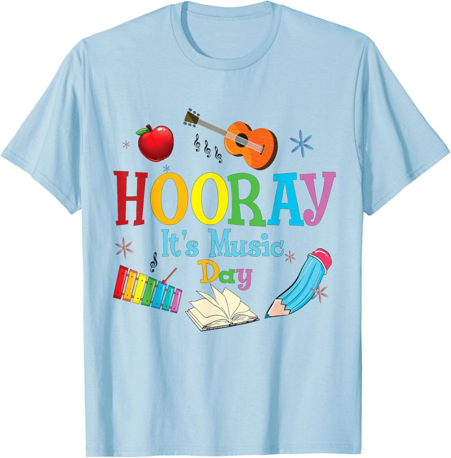 Hooray It's Music Day Music Teacher Back To School Women Girls Kids T-Shirt - T-Shirt | Light Blue