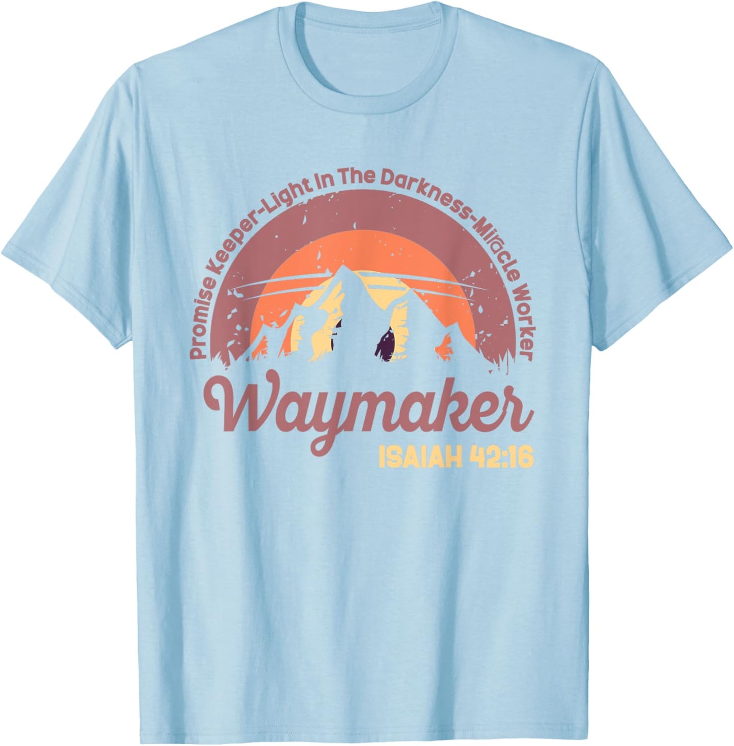 Waymaker Vintage Promise Keeper Miracle Worker Christian T-Shirt - T-Shirt | Light Blue