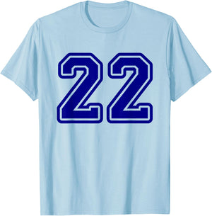 Number #22 Sport Blue Varsity Number 22 T-Shirt - T-Shirt | Light Blue