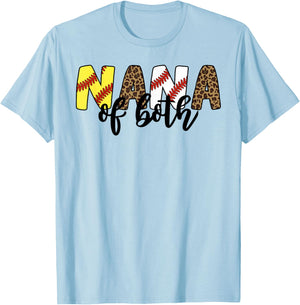 Leopard Nana Of Both Baseball Softball Grandma Mother's Day T-Shirt - T-Shirt | Light Blue