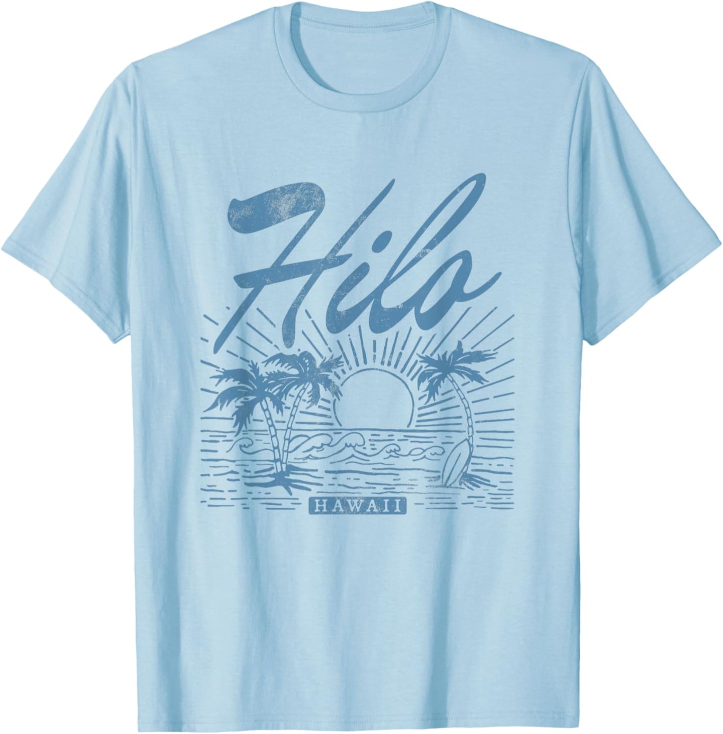 Hilo Hawaii Vintage Distressed Beach Men Women T-Shirt - T-Shirt | Light Blue
