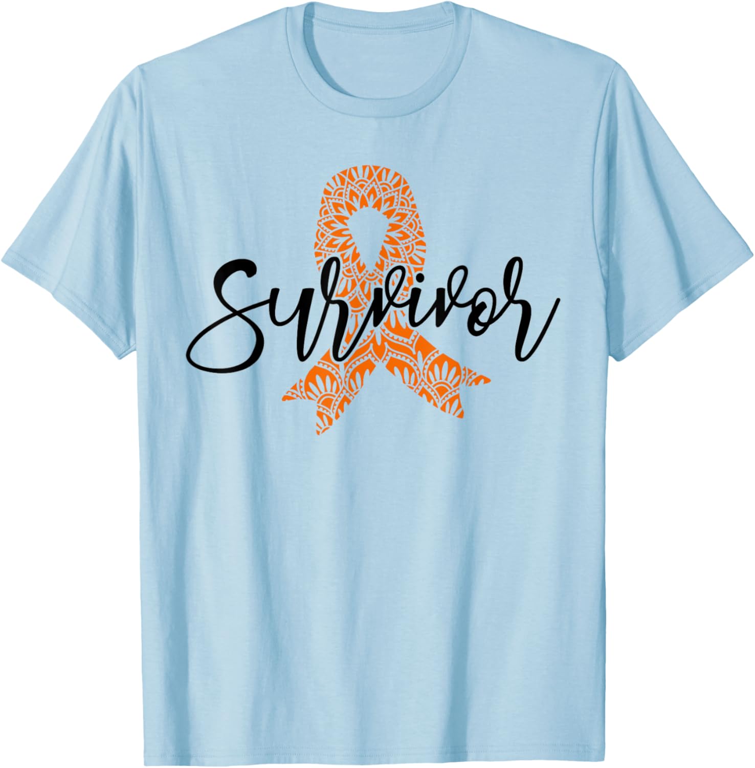 Orange Ribbon Kidney Cancer Survivor Kidney Cancer Awareness T-Shirt - T-Shirt | Light Blue