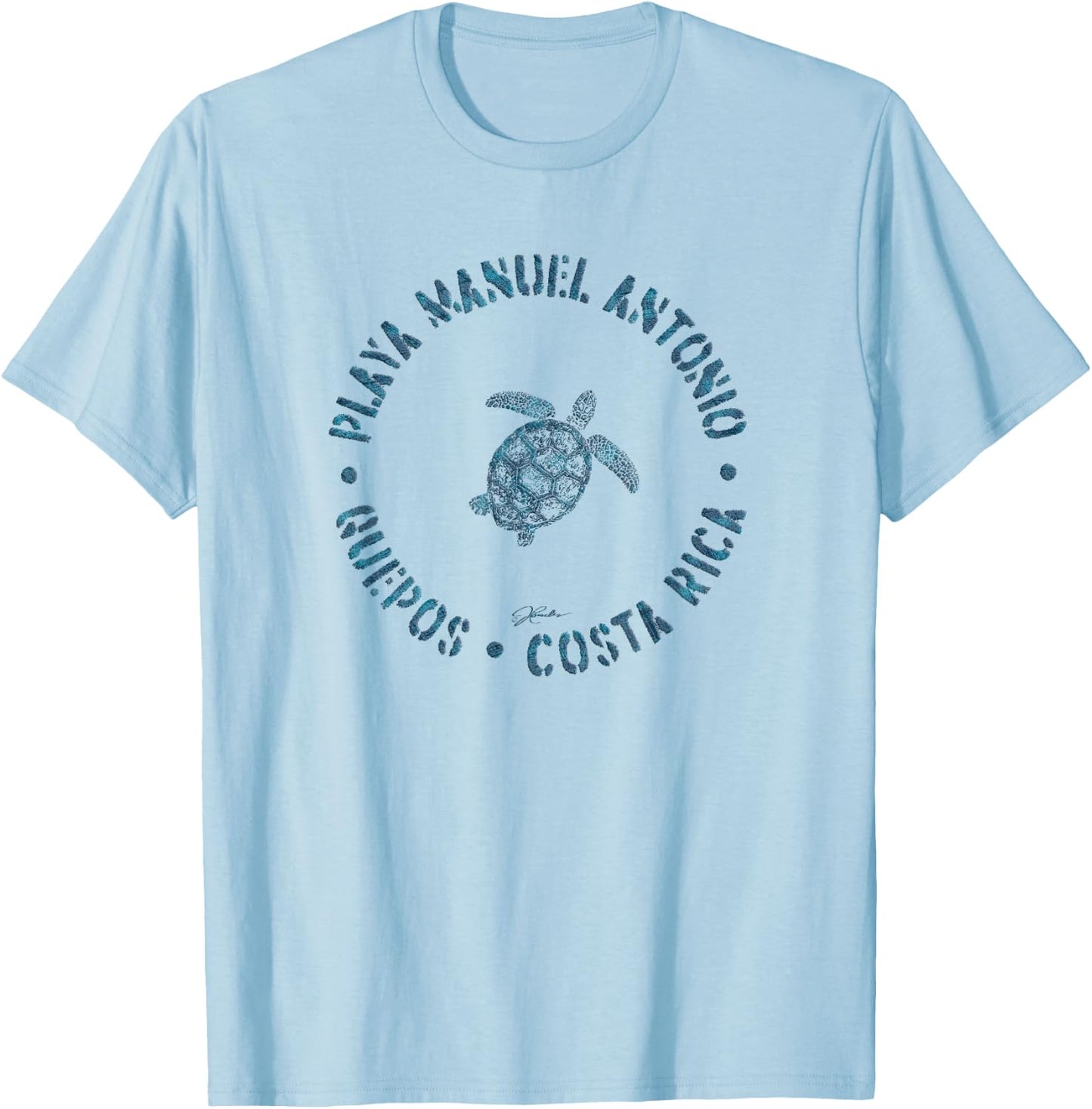 JCombs: Playa Manuel Antonio Sea Turtle (Distressed) T-Shirt - T-Shirt | Light Blue