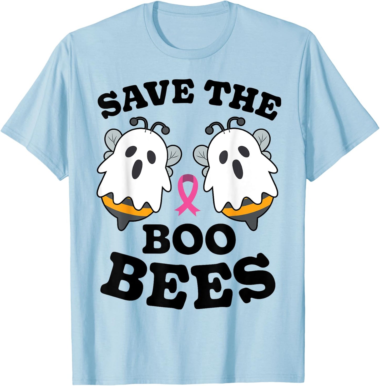 Save The Boo Bees Funny Breast Cancer Awareness Halloween T-Shirt - T-Shirt | Light Blue