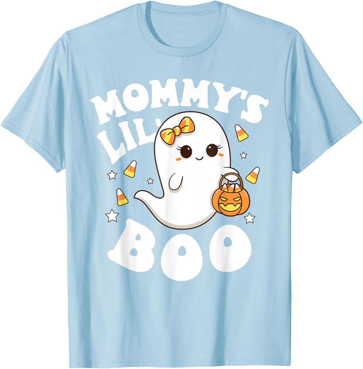 Mommy's Lil' Boo Baby Girls Toddler Halloween Cute Boo Ghost T-Shirt - T-Shirt | Light Blue
