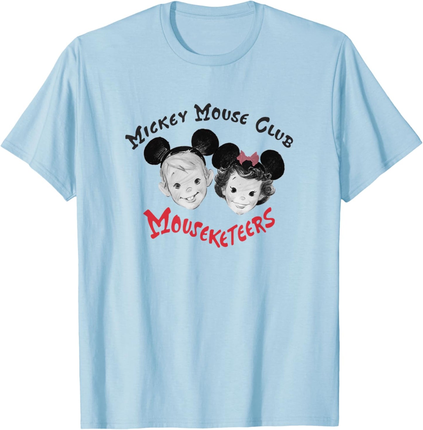 Disney Mickey and Friends Vintage Retro Sketch Mouseketeers T-Shirt - T-Shirt | Light Blue
