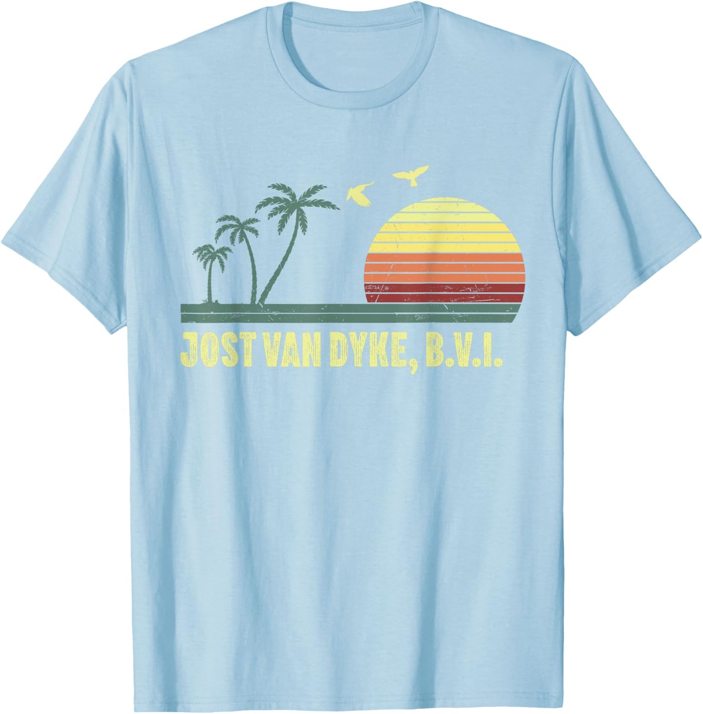 Jost Van Dyke B.V.I British Virgin Islands Souvenir Vacation T-Shirt - T-Shirt | Light Blue