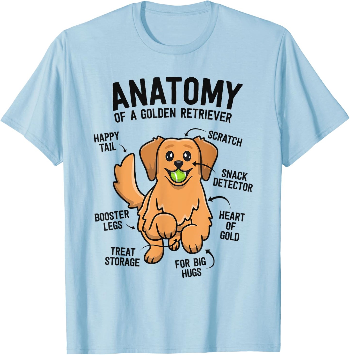 Anatomy Of A Golden Retriever Shirt Funny Dog Lover Gifts T-Shirt - T-Shirt | Light Blue
