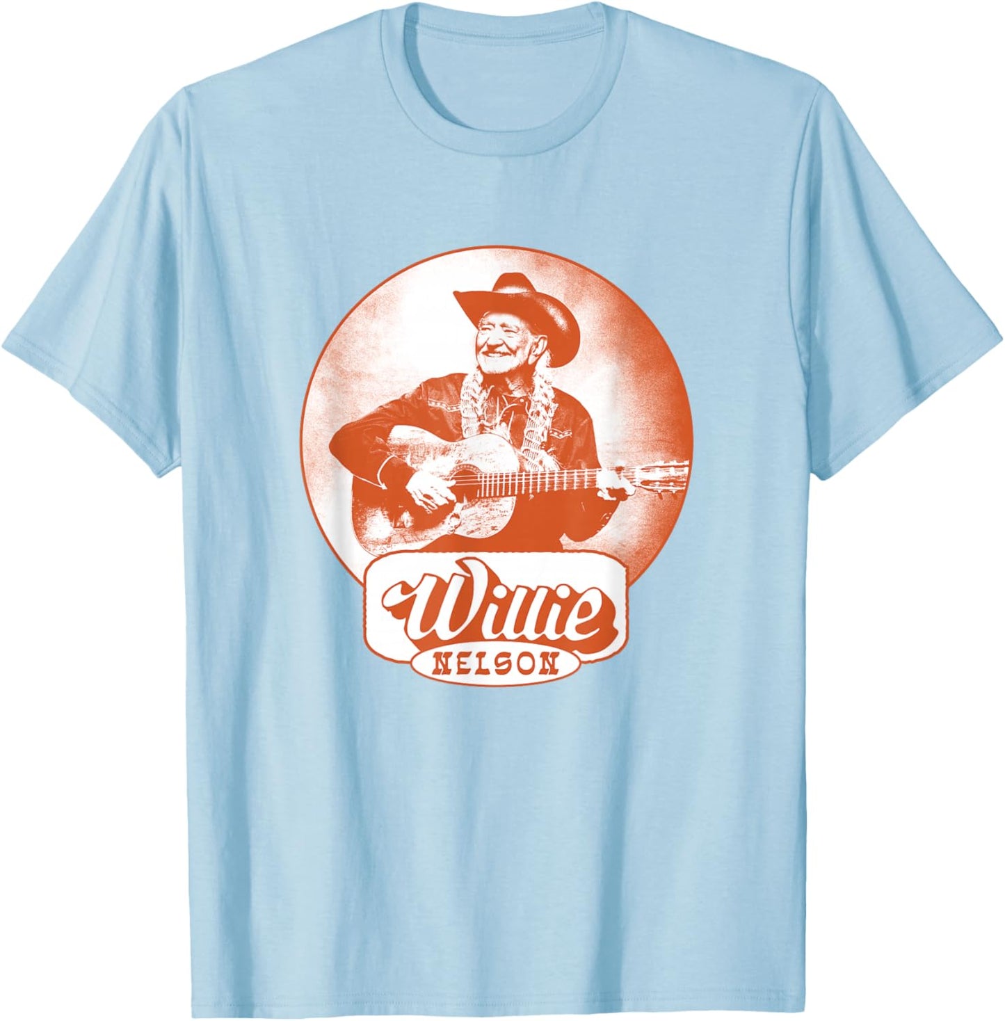 Official Willie Nelson Guitar Photo T-Shirt - T-Shirt | Light Blue
