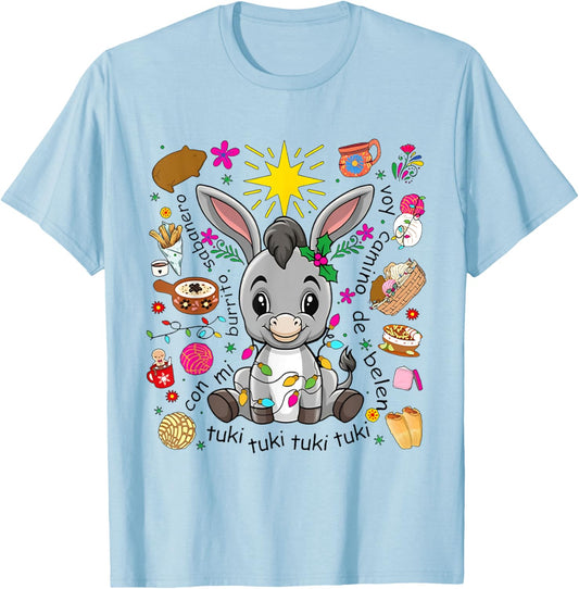 Mi Burrito Sabanero Mexican Tuki Tuki Donkey Latino Xmas T-Shirt - T-Shirt | Light Blue