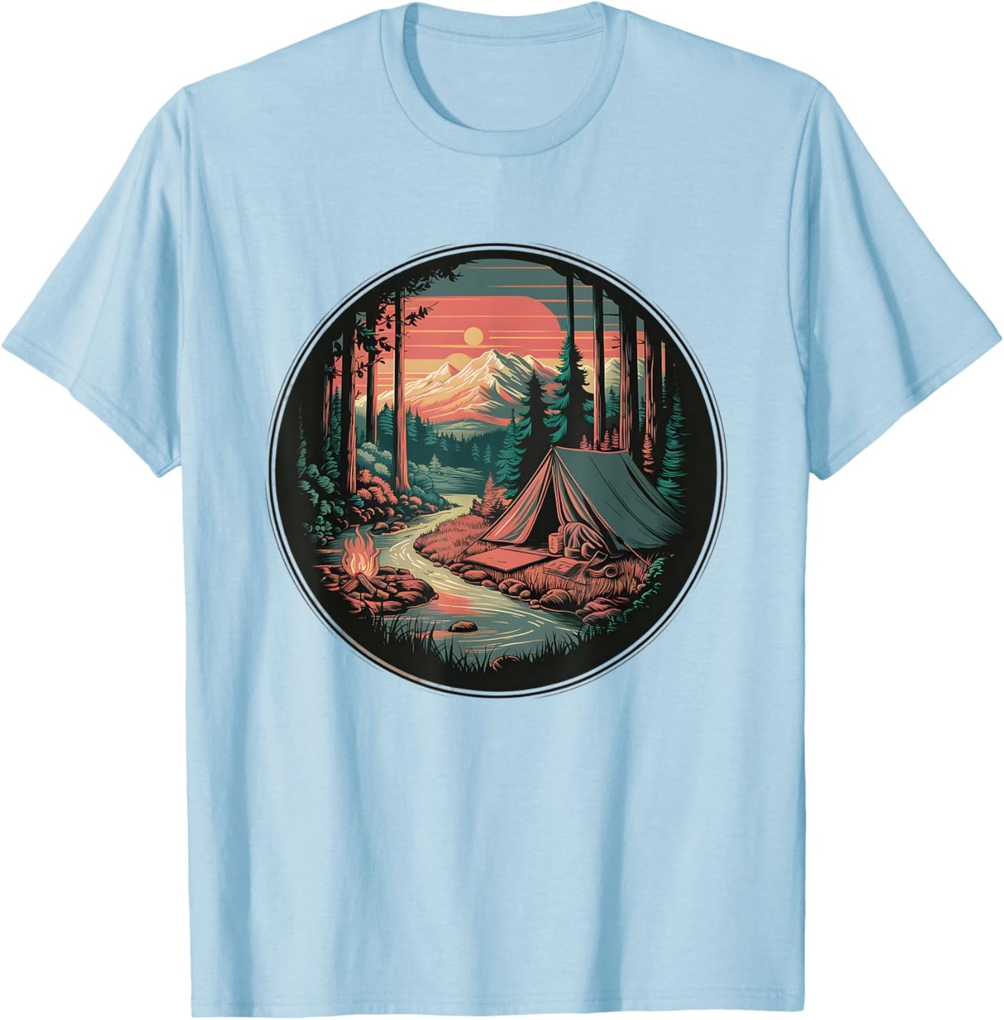 Trees Wildlife Nature Vintage Forest T-Shirt - T-Shirt | Light Blue