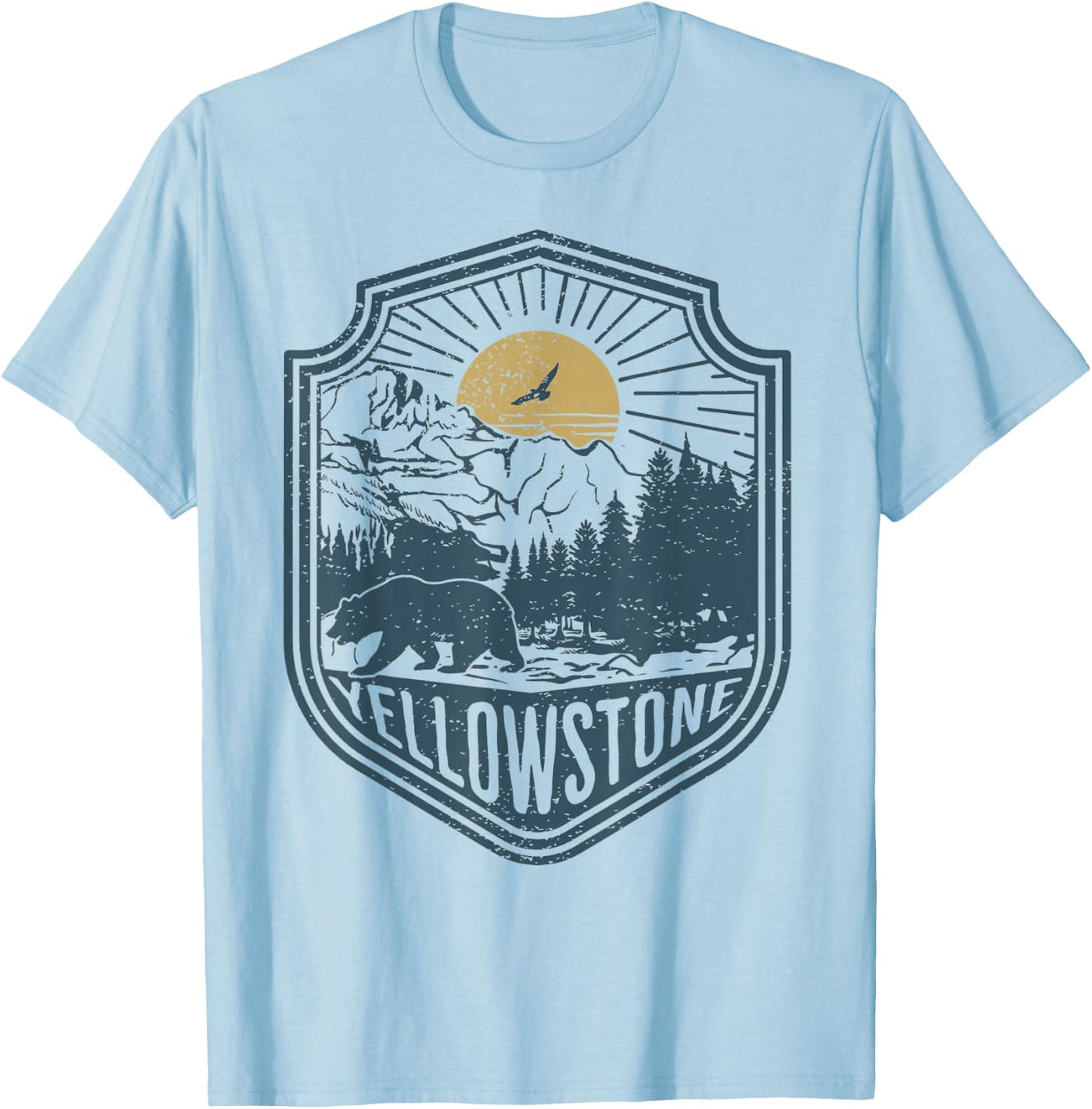 Yellowstone National Park Bear Nature Hiking Outdoors T-Shirt - T-Shirt | Light Blue