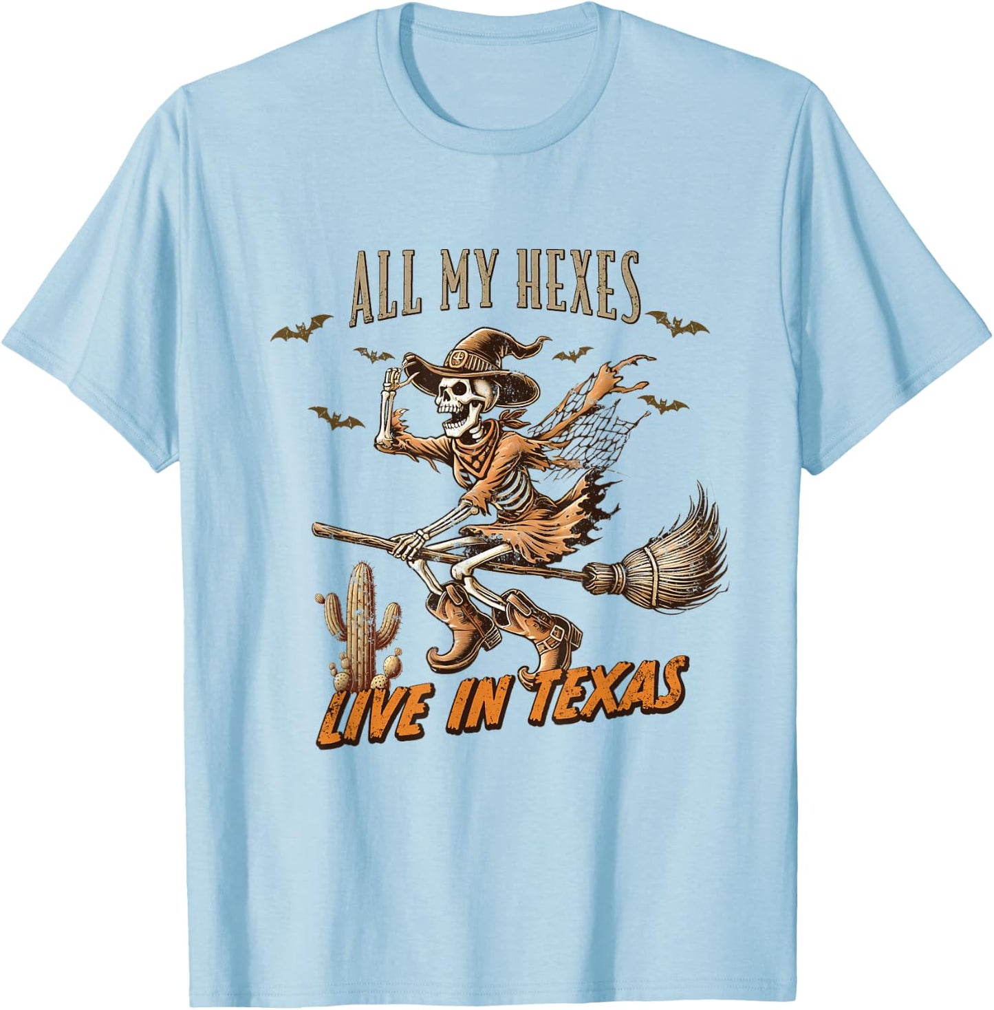 Funny Halloween All My Hexes Live In Texas T-Shirt - T-Shirt | Light Blue