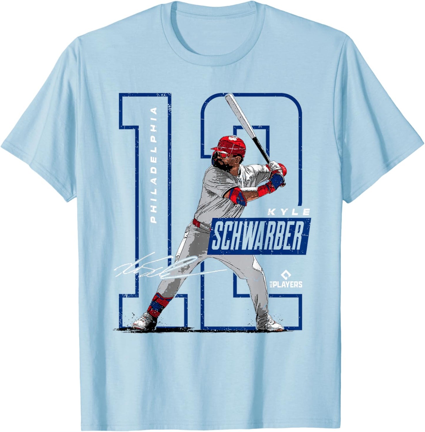 License Champs Kyle Schwarber | Philadelphia Baseball Players | MLBSWB3002 , Small, Red T-Shirt - T-Shirt | Light Blue