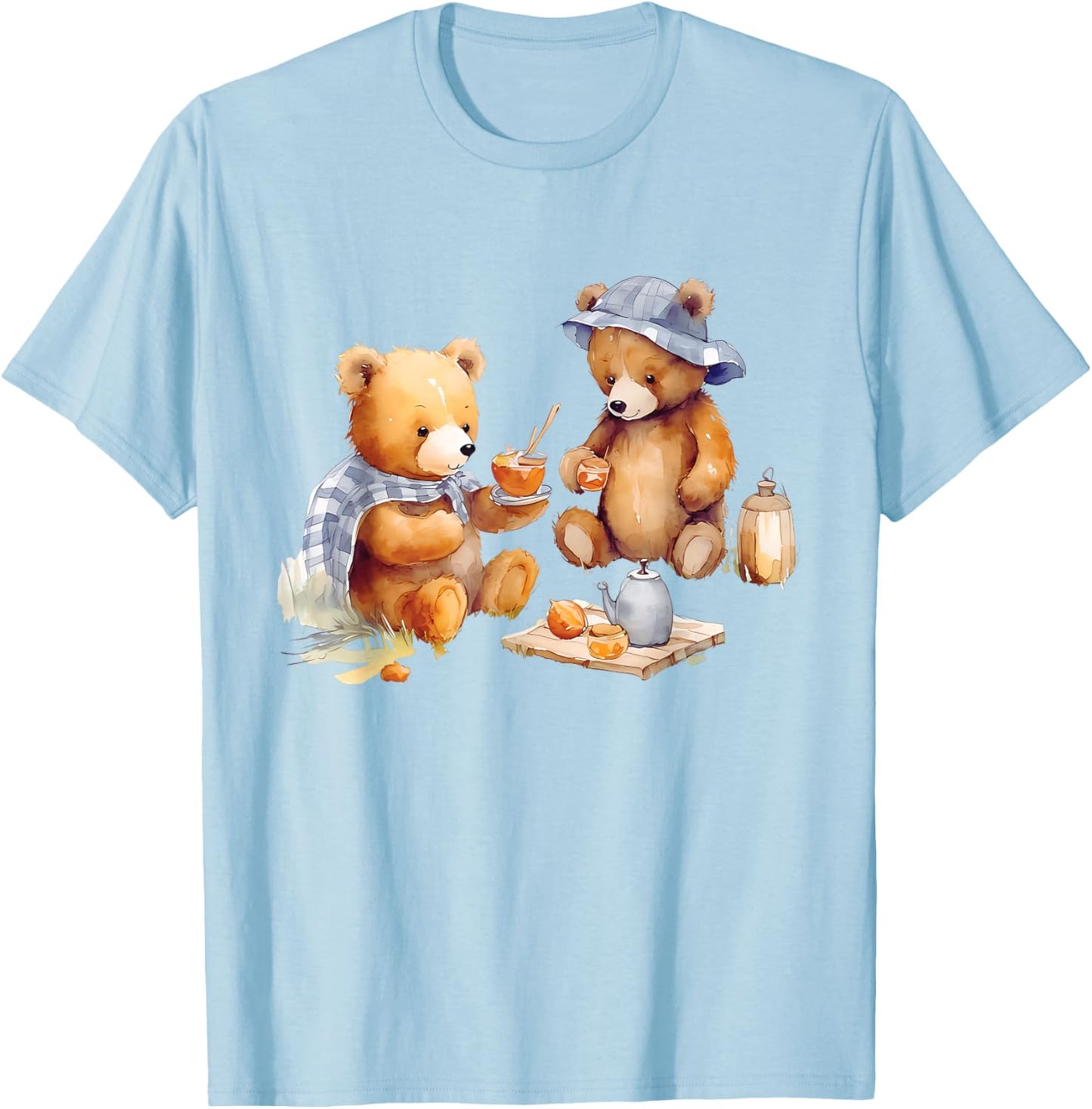 Cute Teddy Bear Summer Tea Time T-Shirt - T-Shirt | Light Blue