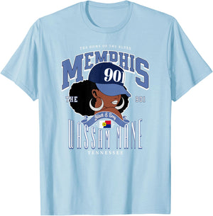 901 Area Code Memphis TN | Unapologetically Melanated T-Shirt - T-Shirt | Light Blue